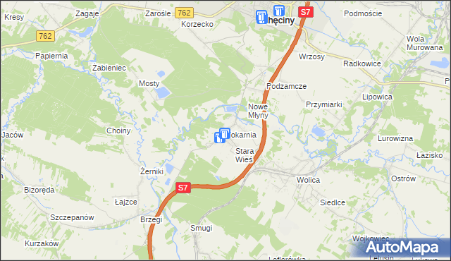 mapa Tokarnia gmina Chęciny, Tokarnia gmina Chęciny na mapie Targeo