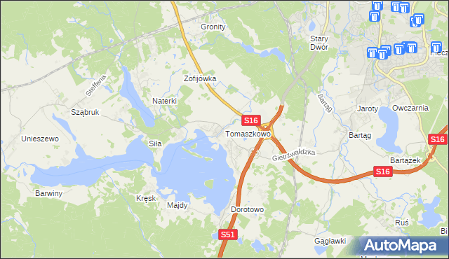 mapa Tomaszkowo, Tomaszkowo na mapie Targeo