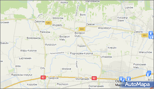 mapa Topolin gmina Stare Babice, Topolin gmina Stare Babice na mapie Targeo