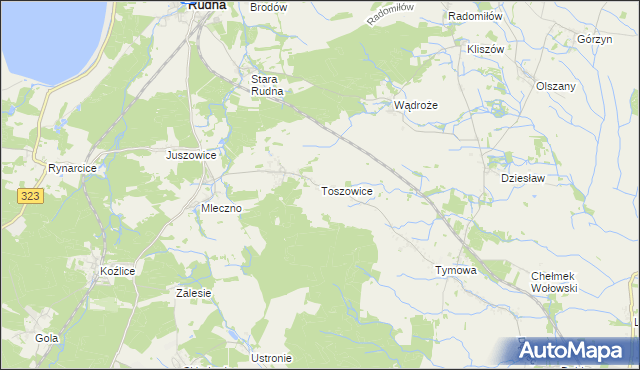 mapa Toszowice, Toszowice na mapie Targeo