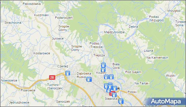 mapa Trepcza, Trepcza na mapie Targeo