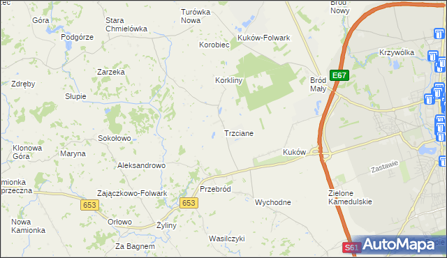 mapa Trzciane, Trzciane na mapie Targeo