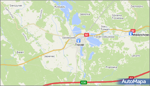 mapa Trzciel powiat międzyrzecki, Trzciel powiat międzyrzecki na mapie Targeo