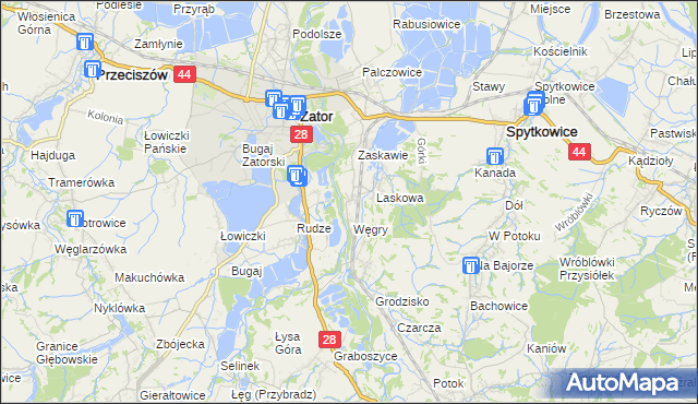 mapa Trzebieńczyce, Trzebieńczyce na mapie Targeo