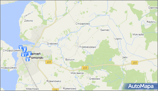 mapa Trzebieszewo, Trzebieszewo na mapie Targeo