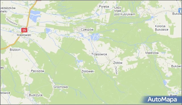 mapa Trzęsowice, Trzęsowice na mapie Targeo
