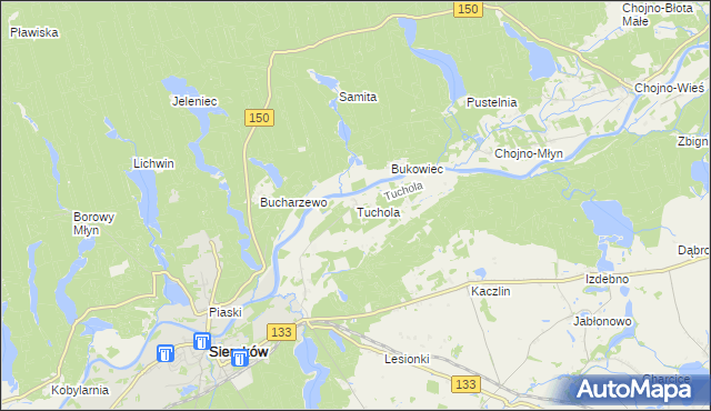 mapa Tuchola gmina Sieraków, Tuchola gmina Sieraków na mapie Targeo