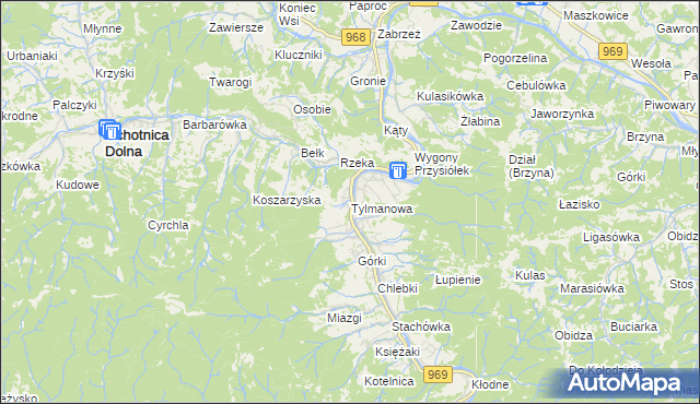mapa Tylmanowa, Tylmanowa na mapie Targeo
