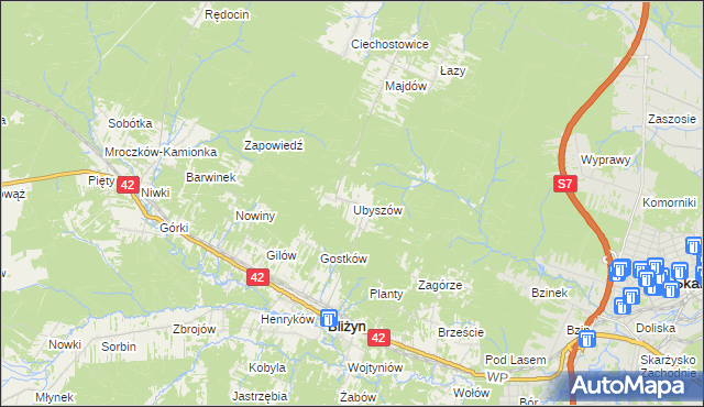 mapa Ubyszów, Ubyszów na mapie Targeo