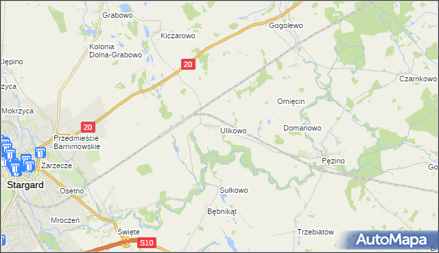 mapa Ulikowo, Ulikowo na mapie Targeo
