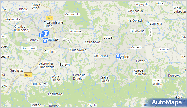 mapa Uniszowa, Uniszowa na mapie Targeo