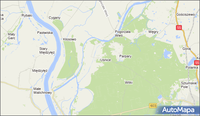 mapa Uśnice, Uśnice na mapie Targeo