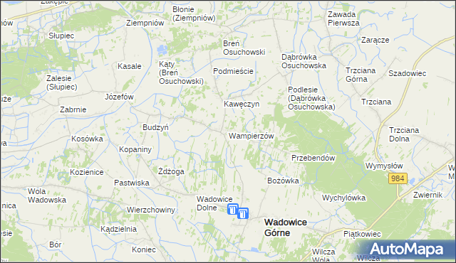 mapa Wampierzów, Wampierzów na mapie Targeo