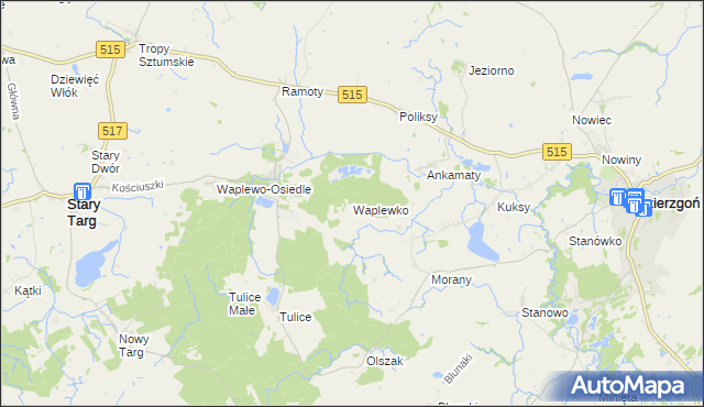 mapa Waplewko, Waplewko na mapie Targeo