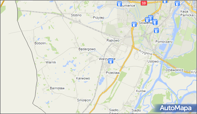 mapa Warzymice, Warzymice na mapie Targeo