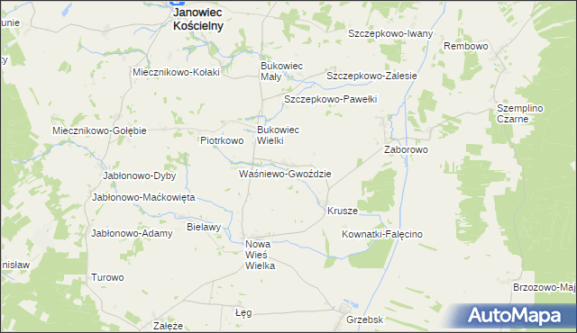 mapa Waśniewo-Grabowo, Waśniewo-Grabowo na mapie Targeo
