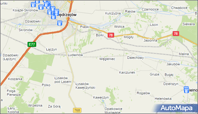 mapa Węgleniec, Węgleniec na mapie Targeo