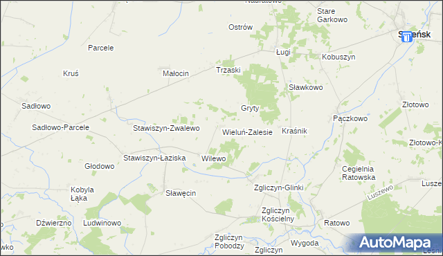 mapa Wieluń-Zalesie, Wieluń-Zalesie na mapie Targeo