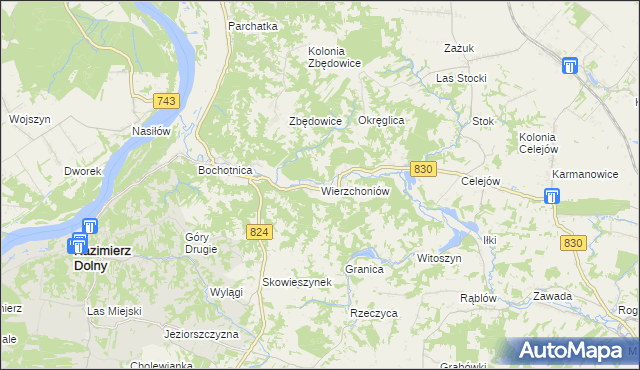 mapa Wierzchoniów, Wierzchoniów na mapie Targeo