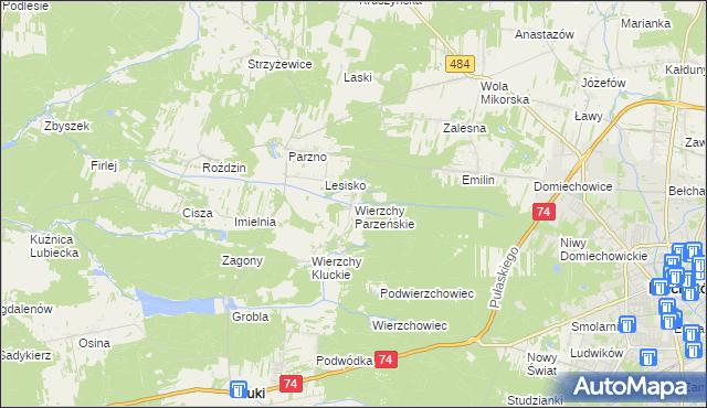 mapa Wierzchy Parzeńskie, Wierzchy Parzeńskie na mapie Targeo