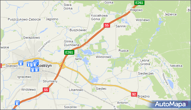 mapa Wiktorowo gmina Kostrzyn, Wiktorowo gmina Kostrzyn na mapie Targeo