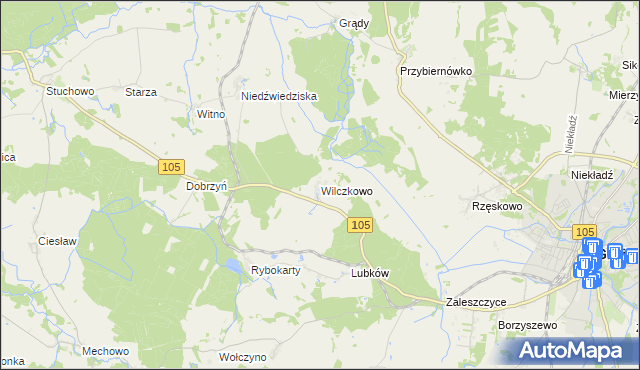 mapa Wilczkowo gmina Gryfice, Wilczkowo gmina Gryfice na mapie Targeo