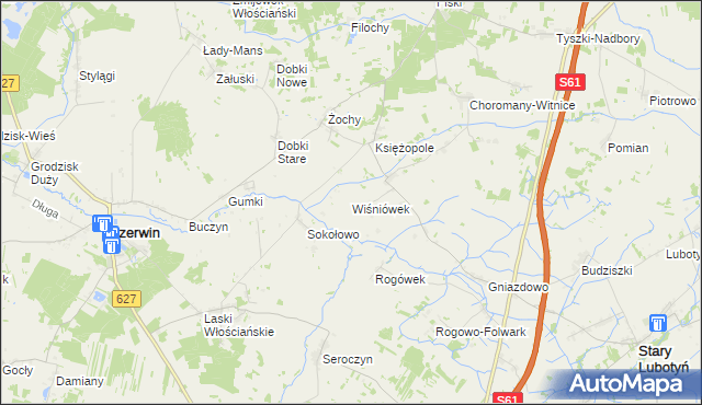 mapa Wiśniówek gmina Czerwin, Wiśniówek gmina Czerwin na mapie Targeo