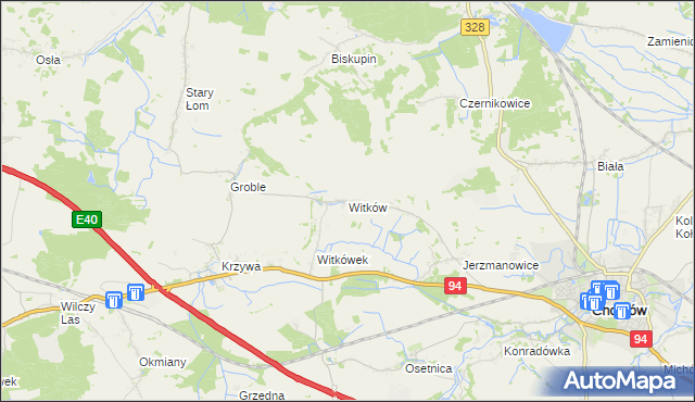 mapa Witków gmina Chojnów, Witków gmina Chojnów na mapie Targeo