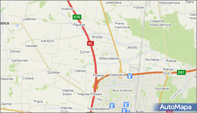 mapa Władysławów gmina Grabica, Władysławów gmina Grabica na mapie Targeo