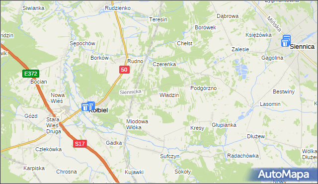 mapa Władzin, Władzin na mapie Targeo