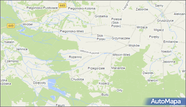 mapa Włocin-Kolonia, Włocin-Kolonia na mapie Targeo