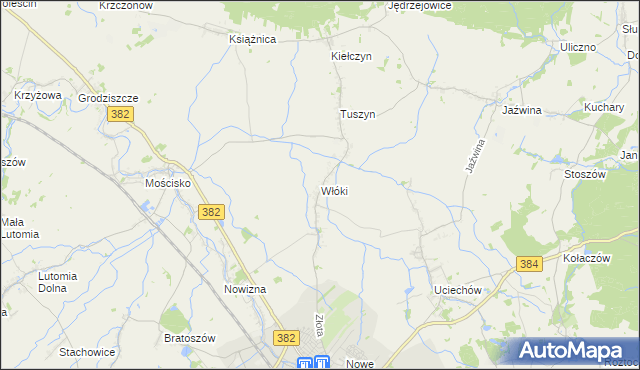 mapa Włóki gmina Dzierżoniów, Włóki gmina Dzierżoniów na mapie Targeo