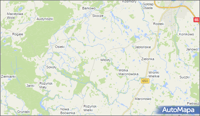 mapa Włosty gmina Gołdap, Włosty gmina Gołdap na mapie Targeo