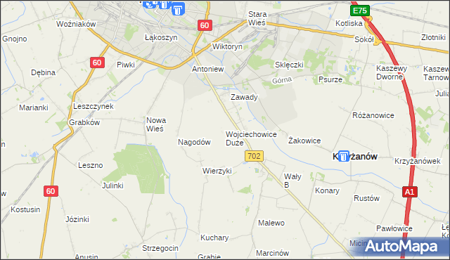 mapa Wojciechowice Duże, Wojciechowice Duże na mapie Targeo