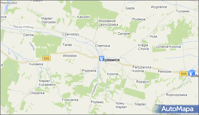 mapa Wojsławice powiat chełmski, Wojsławice powiat chełmski na mapie Targeo