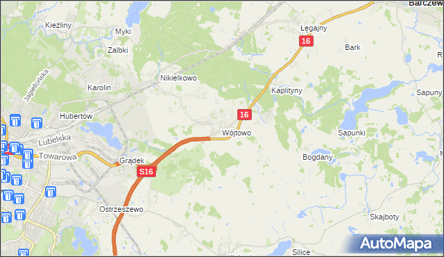 mapa Wójtowo gmina Barczewo, Wójtowo gmina Barczewo na mapie Targeo