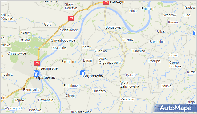 mapa Wola Gręboszowska, Wola Gręboszowska na mapie Targeo