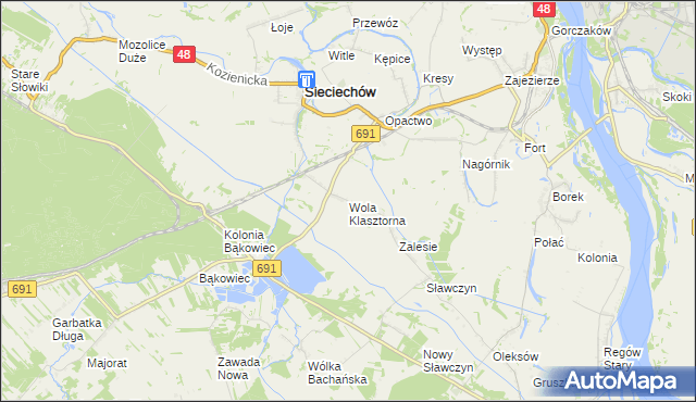 mapa Wola Klasztorna, Wola Klasztorna na mapie Targeo