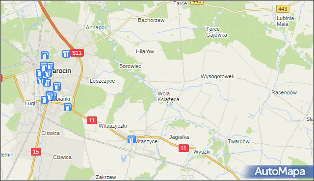 mapa Wola Książęca, Wola Książęca na mapie Targeo