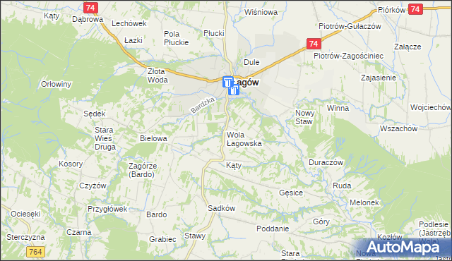 mapa Wola Łagowska, Wola Łagowska na mapie Targeo