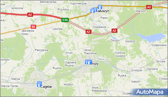 mapa Wola Paprotnia, Wola Paprotnia na mapie Targeo