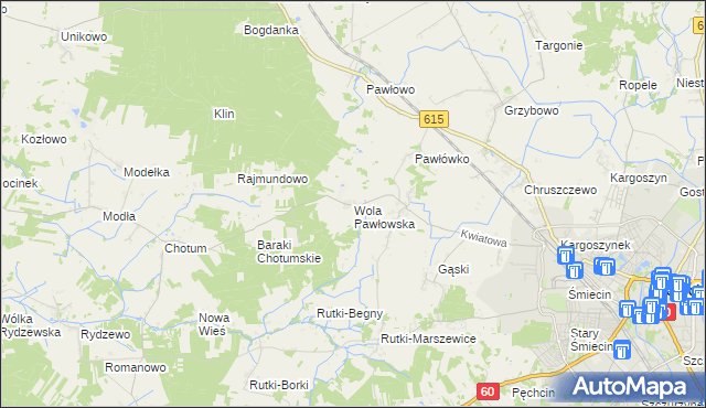 mapa Wola Pawłowska gmina Ciechanów, Wola Pawłowska gmina Ciechanów na mapie Targeo