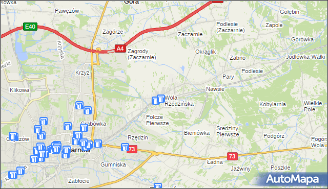 mapa Wola Rzędzińska, Wola Rzędzińska na mapie Targeo