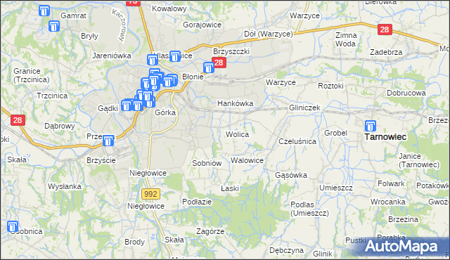 mapa Wolica gmina Jasło, Wolica gmina Jasło na mapie Targeo