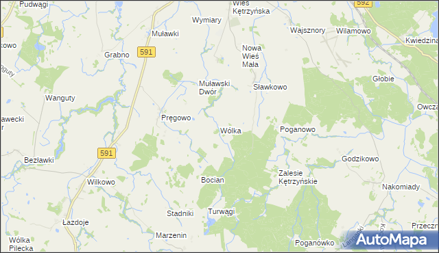 mapa Wólka gmina Kętrzyn, Wólka gmina Kętrzyn na mapie Targeo