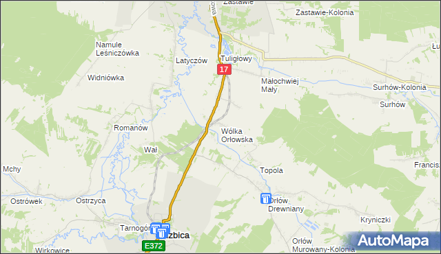 mapa Wólka Orłowska gmina Izbica, Wólka Orłowska gmina Izbica na mapie Targeo