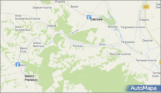 mapa Wólka Ponikiewska, Wólka Ponikiewska na mapie Targeo