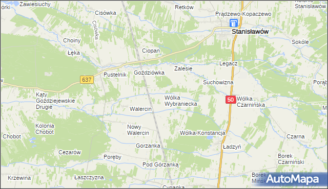 mapa Wólka Wybraniecka, Wólka Wybraniecka na mapie Targeo