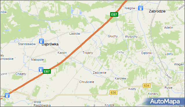 mapa Wszebory gmina Dąbrówka, Wszebory gmina Dąbrówka na mapie Targeo