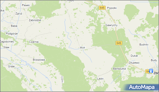 mapa Wyk gmina Zbójna, Wyk gmina Zbójna na mapie Targeo